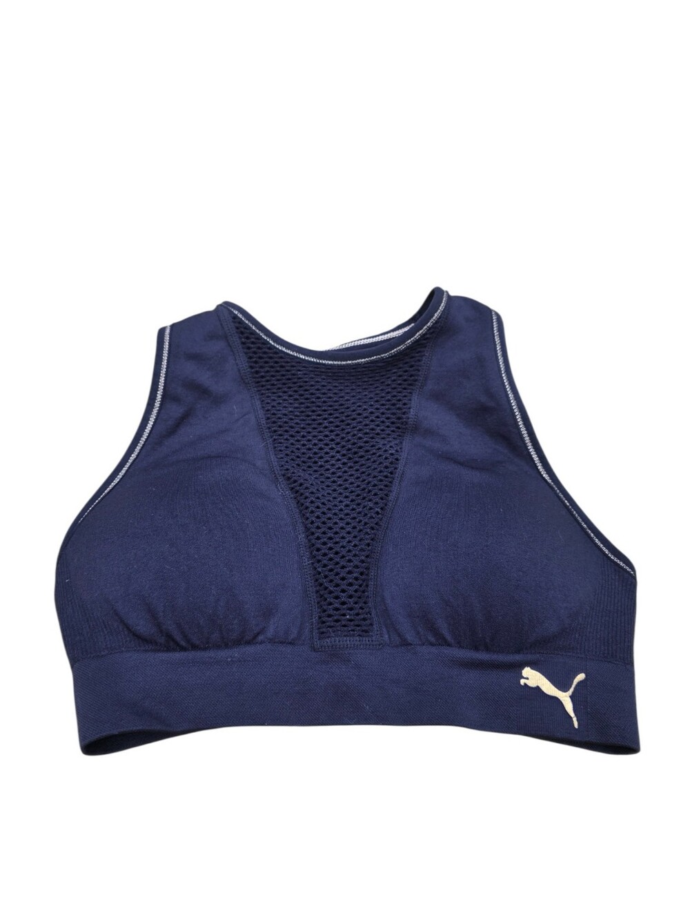 Puma Black High-Neck Mesh Front Sports Bra